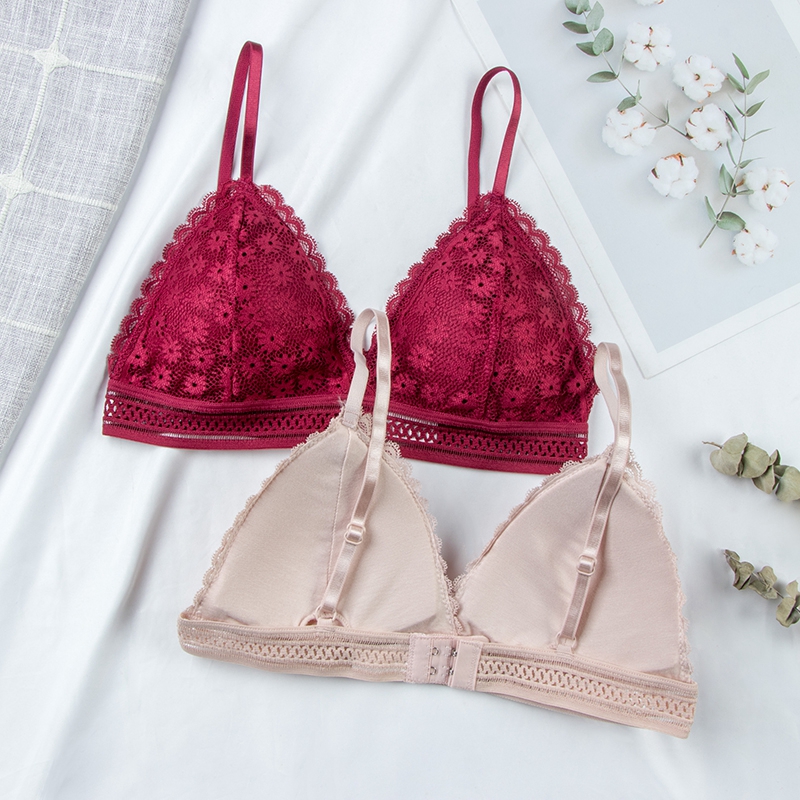 Bralette Triangle Set - Sujetador de encaje Floral Sexy para