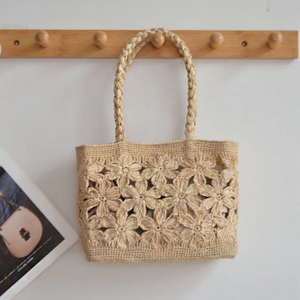 Bolso de paja con flores bohem - Tote Bag Beach reseña y precio