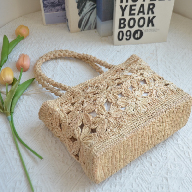 Bolso de paja con flores bohem - Tote Bag Beach reseña y precio