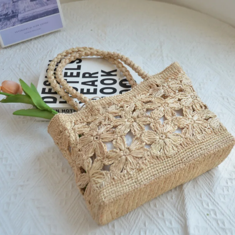 Bolso de paja con flores bohem - Tote Bag Beach reseña y precio